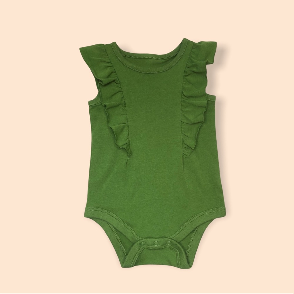 Green ruffle onesie. 3/$14